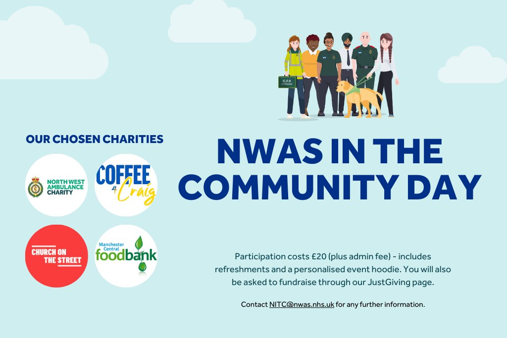 We're really looking forward to the NWAS in the Community Day! The 6-7 mile charity walk takes place on the 19th October 2023 - will you be there? To sign up & for more info, click bit.ly/46h79kV or to support and donate, please visit bit.ly/3PrndKd 💚