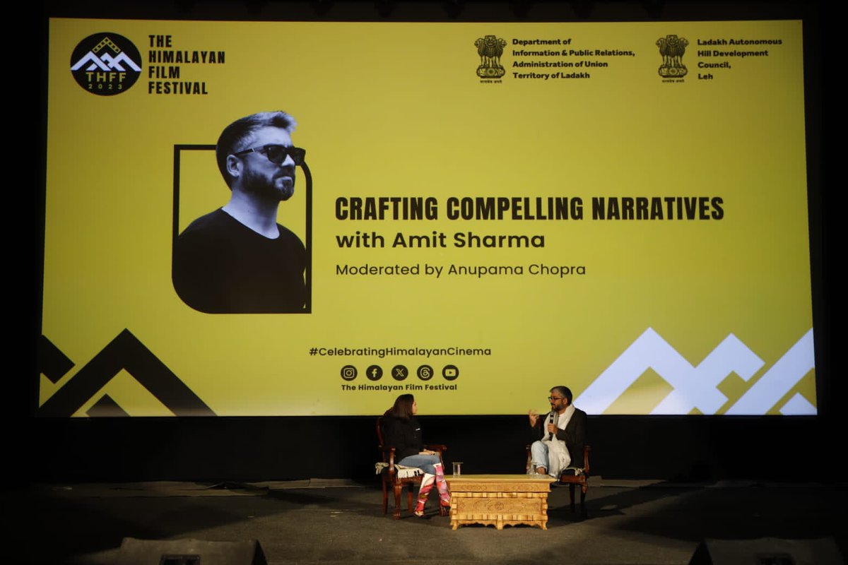 DIPR_Leh's tweet image. Day 5 l #THFF2023

Crafting Compelling Narratives, a conversation with Amit Sharma, moderated by Mrs Anupama Chopra (well know film critic, author &amp;amp; journalist).
#THFF
#CelebratingHimalayanCinema

@THFFLadakh @anupamachopra @LadakhSecretary @Info_Ladakh @MIB_India