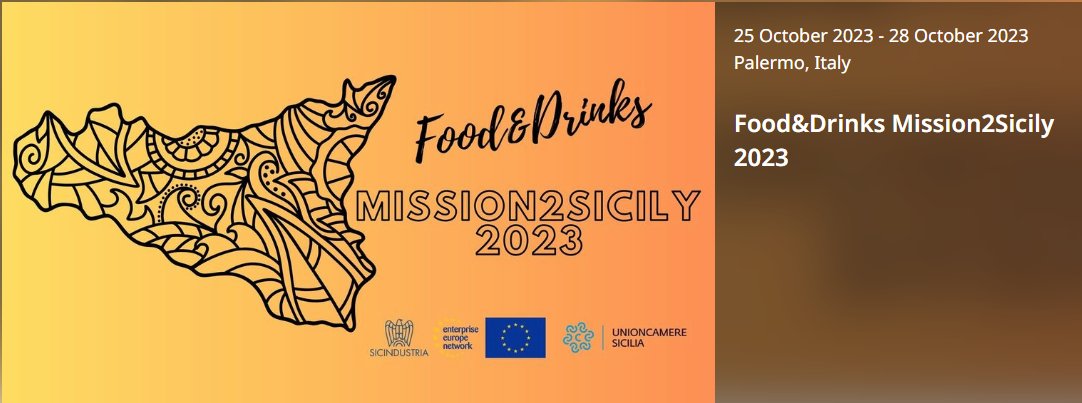Sono ancora aperte le registrazioni alla seconda edizione della missione incoming “Food&amp;Drinks Mission2Sicily 2023” che si terrà dal 25 al 28 Ottobre 2023.
export.regione.sicilia.it/fooddrinks-mis…