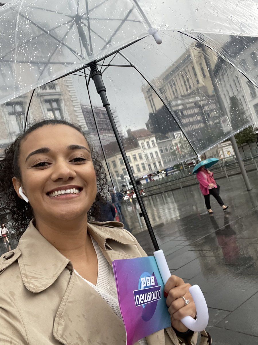 Rainy morning in Antwerp! Here with @BBCNewsround for the Artistic Gymnastics World Championships @antwerp2023. Hopefully will be speaking to some gymnasts so if you know any children with burning questions for them, please send them my way!