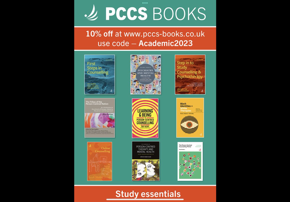 Key Counselling Textbooks 📚📚

pccs-books.co.uk/flipbook/catal…

with an extra 10% off at pccs-books.co.uk

Authors include <a href="/PeteSanders51/">Pete Sanders (he/him) 2017&19LabourManifestos BLM</a> <a href="/mickcooper77/">Mick Cooper</a> @StepInToStudy <a href="/AndyCounsellor/">Andy Rogers</a> <a href="/DrydenWindy/">Windy Dryden</a> @ProfSJoseph <a href="/SarahVieVie/">Sarah Worley-James (she/her)</a> 

#counsellingbooks #counselling #counsellingtextbooks