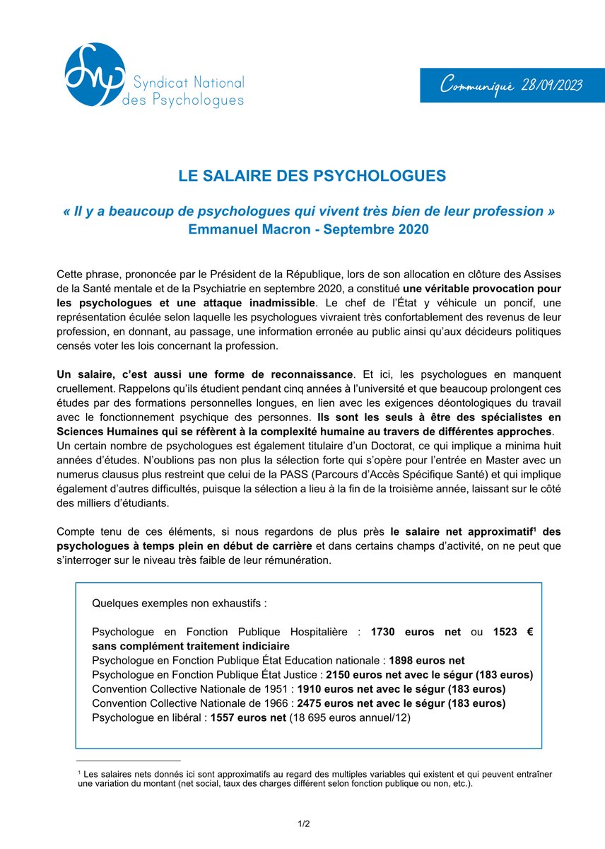Syndicat national des Psychologues tweet media