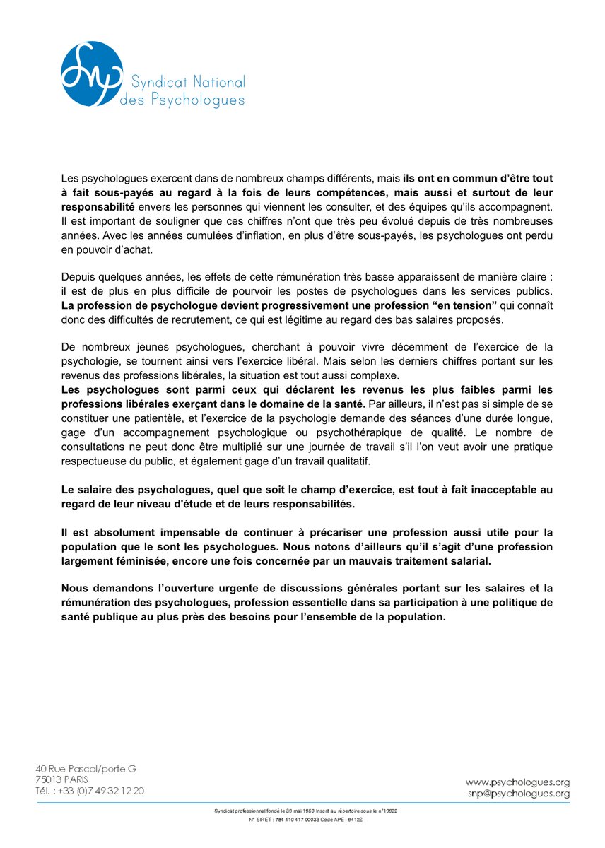 Syndicat national des Psychologues tweet media
