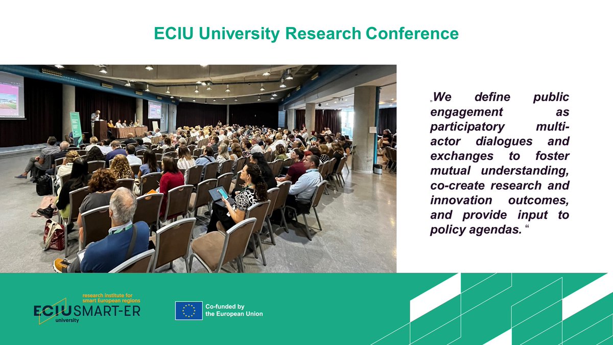 ECIUniversities's tweet photo. 🟢Live from the Post-Plenary session “Public Engagement: Challenges & Opportunities” reflections.
Thank you, dear speakers, for making this #ECIUuniversityConference session possible.
Let's keep the conversation going!
#SMART_ER #SDG11 #ResearchImpactEU #EU_H2020 #CofundedbyEU https://t.co/KfXwe3jBp4