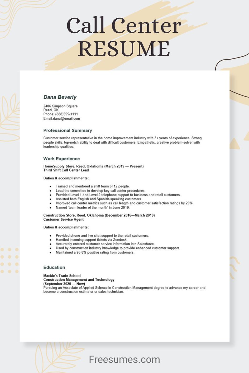 Show that you can handle unhappy customers in various situations with our call center resume example. freesumes.com/call-center-re…