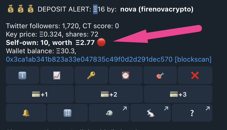 RoboSuite's tweet image. Deposit alerts as signal can be tricky. This account deposited Ξ30 (across 2 deposits), but our deposit alert also warns you that he&apos;s also holding 10 self-keys!