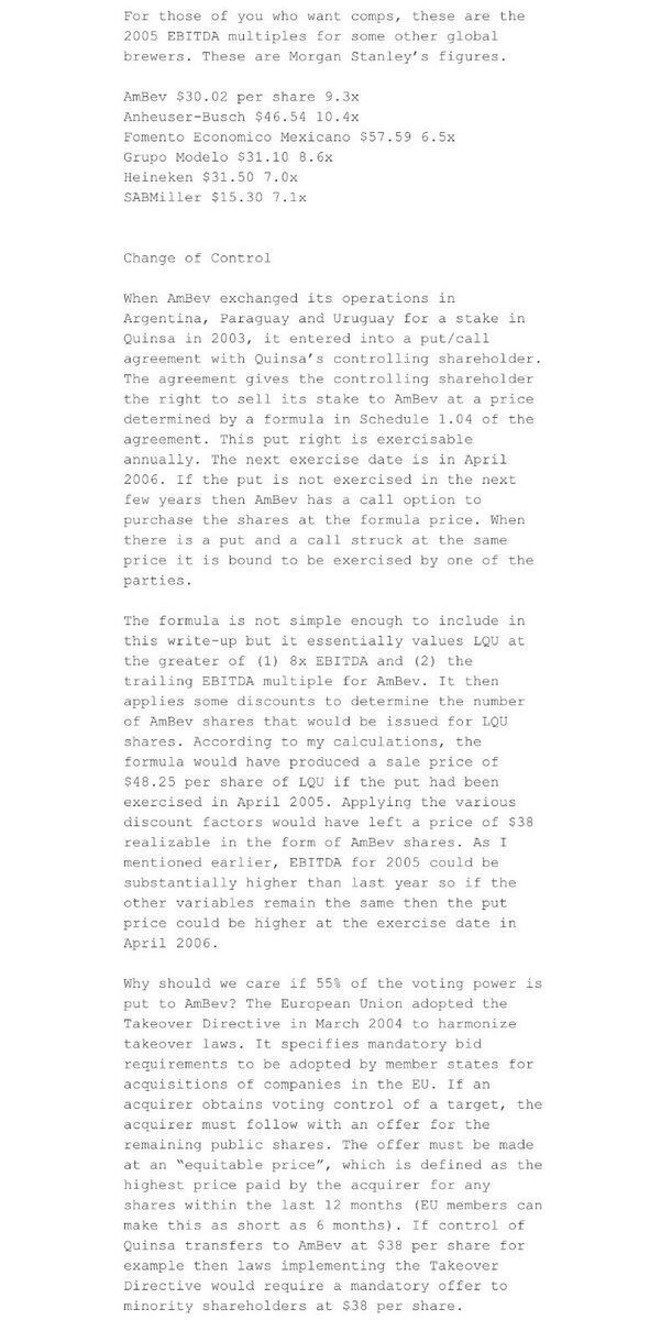 Nobert Lou is one of the greatest investors but he remains under the radar.

He runs Punch Card Capital and had earned a net annualized return of 14.5% from 2004 to 2011.

Lucky for us, he used to post write ups on VIC and here are one of his ideas that 5x in 3 years:

Quinsa