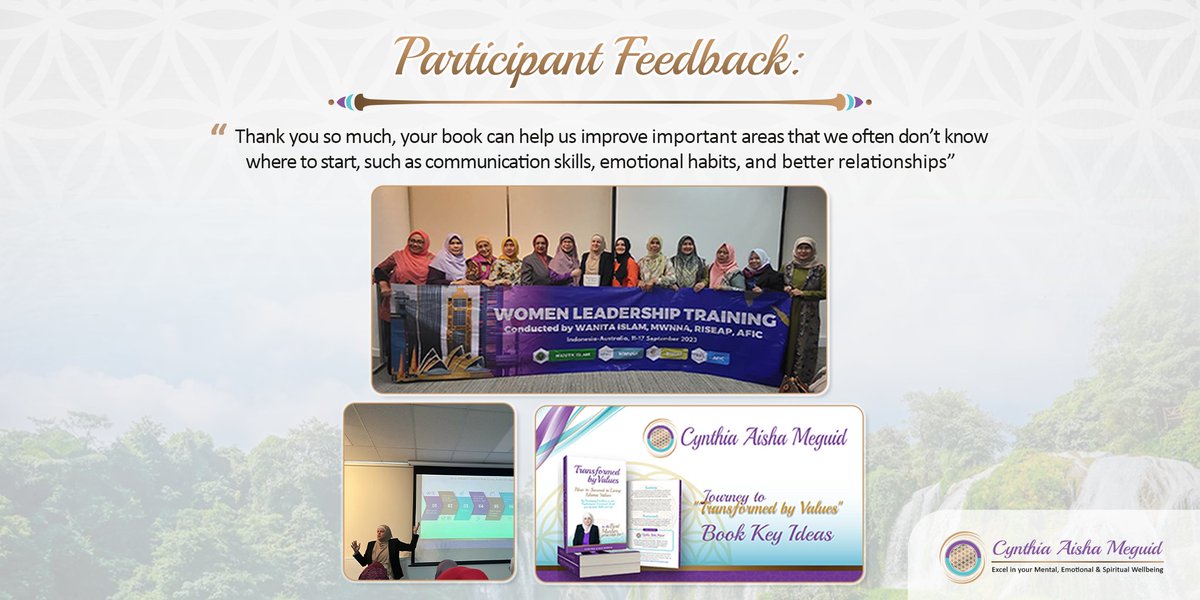 aisha_meguid's tweet image. 🌺 Honored to share &apos;Transformed By Values&apos; with inspiring female leaders from Indonesia in Sydney 📷
 
#GrowthMindset #BookIntroduction #AishaMeguidsInspiration
