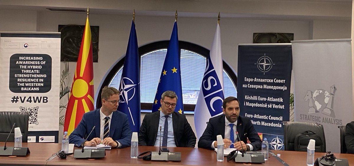 JanCingel's tweet photo. Today we start a string of National Symposiums on Disinformation and Hybrid Threats in #WesterBalkans. We start in #NorthMacedonia 🇲🇰 at the @MFA_MKD. The project is implemented by a consortium under the leadership of @ATA_Macedonia and supported by the @VisegradFund. #V4WB https://t.co/KiEFwmYoGI