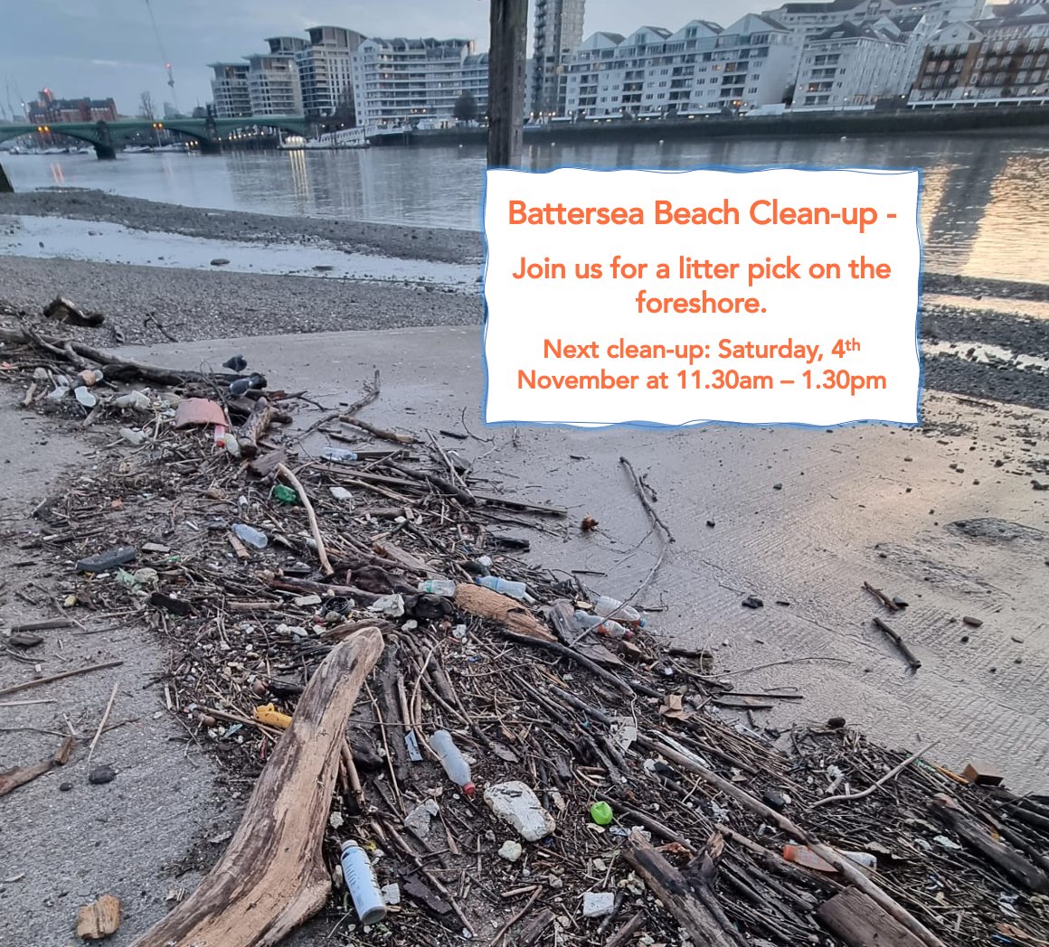 BatterseaBeach's tweet photo. Would you like to make a difference? Volunteers make it happen! To book your spot, email us at batterseabeachclean@gmail.com https://t.co/BWAVXiYjiv