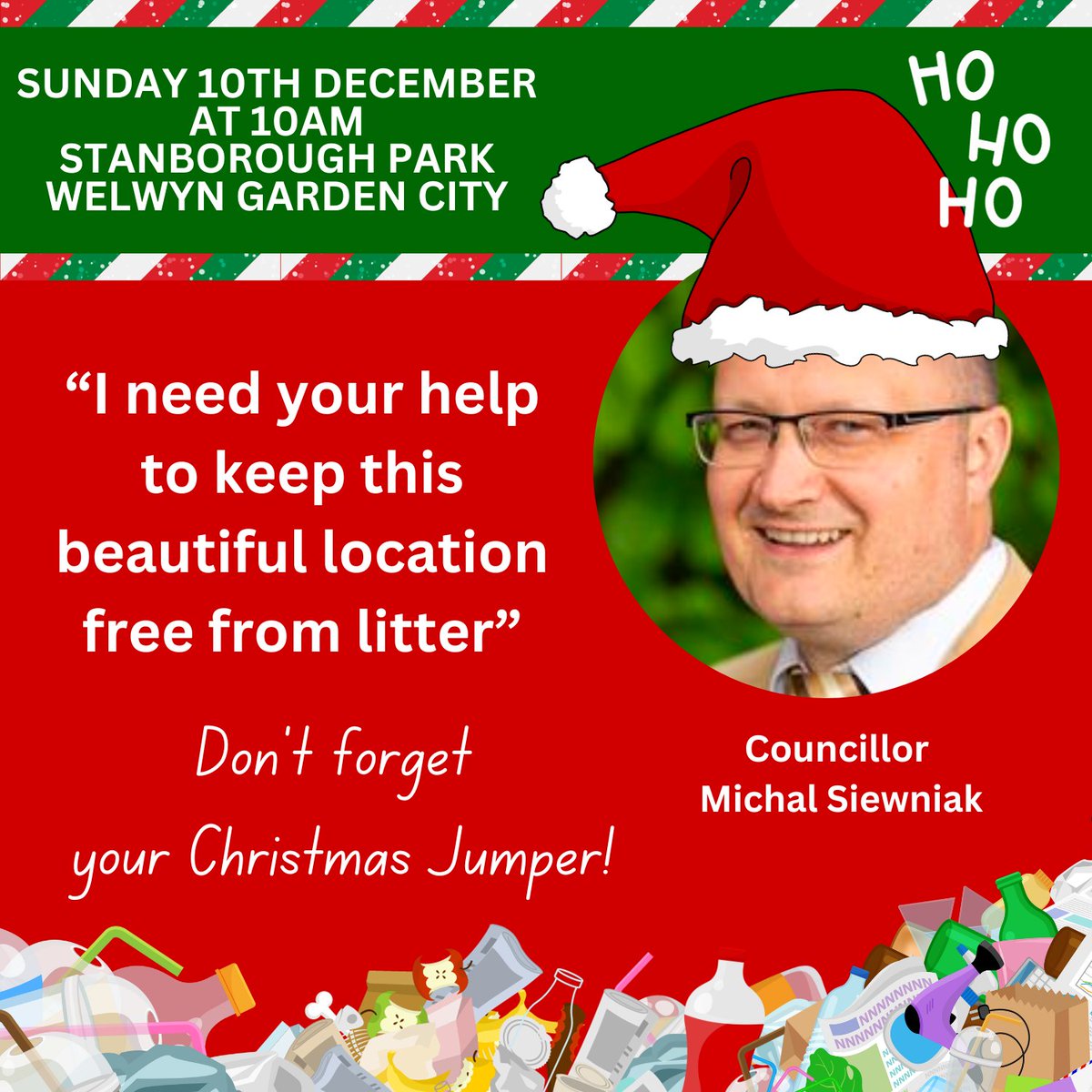WH_CVS's tweet photo. A date for your diary and we're sure Cllr @MSiewniak will have chocolate for the best Christmas jumper
This festive pick takes place on Sunday 10th Dec '23 at 10am
๐ Meet: Splashland, #StanboroughPark North #WelwynGardenCity
#WeCanMakeADifference #CommunityLitterPick #binit https://t.co/foZrclKSvS