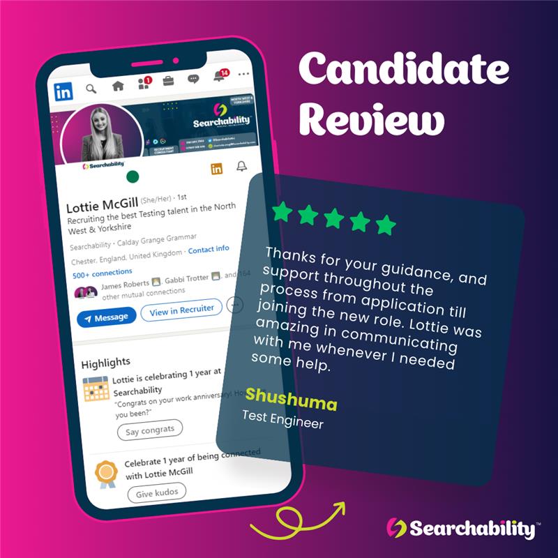 🙌I'm so grateful to work with such great candidates who appreciate my help.
🔎If you're a candidate looking to find your perfect role or a company looking for your perfect candidate then reach out to me, I'd be happy to help!