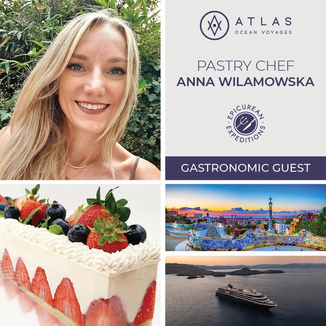 We are delighted to have talented French Pastry Chef Anna Wilamowska, also a chocolatier, aboard our Epicurean Expedition on World Navigator. #yachtexpeditions #yachtlife #atlasoceanvoyages #WeAreAtlasWorldTravelers #WorldNavigator #epicureanexpeditions