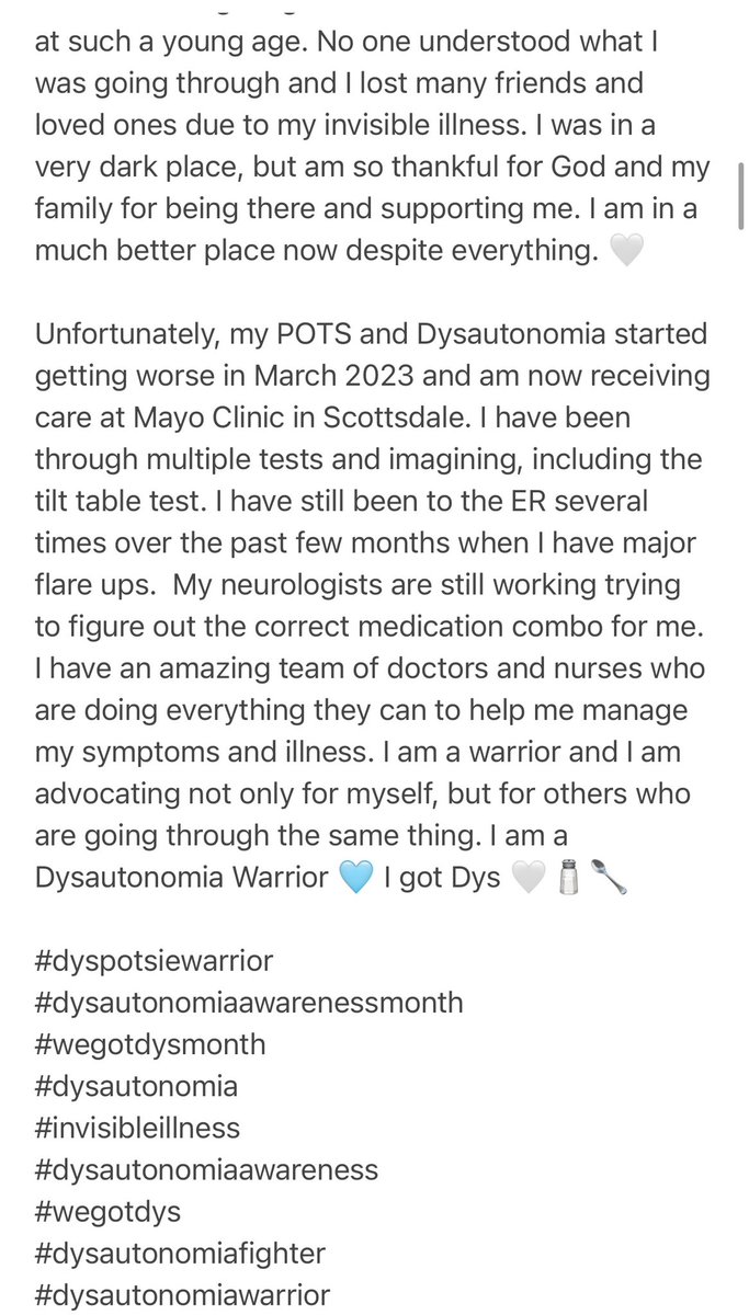 kcPOTSwarrior's tweet photo. My diagnosis story β€οΈ
#Dysautonomia #DysautonomiaAwarenessMonth #wegotdys #POTS #chronicillness #invisibleillness #wegotdysmonth https://t.co/IbX4Bx2DIy