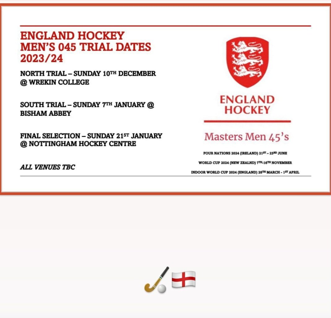 thenakedkeeper's tweet photo. Dates confirmed for the next cycle of England Hockey Mens Masters O45s trials. DM me for more details https://t.co/hQdQpDtf9Y