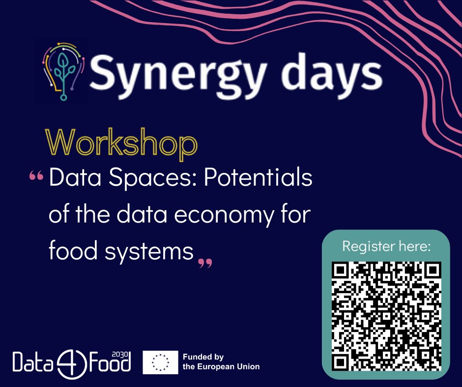 Data4Food2030's tweet image. ⌛The Synergy Days Conference is just around the corner!
💡Reserve your spot for our workshop &quot;Data Spaces: Potentials of the data economy for food systems”, on October 5th, during the ⌚ 09:30 - 10:30 time slot.

📲Scan the QR code to register - hurry up!
#SynergyDaysConference