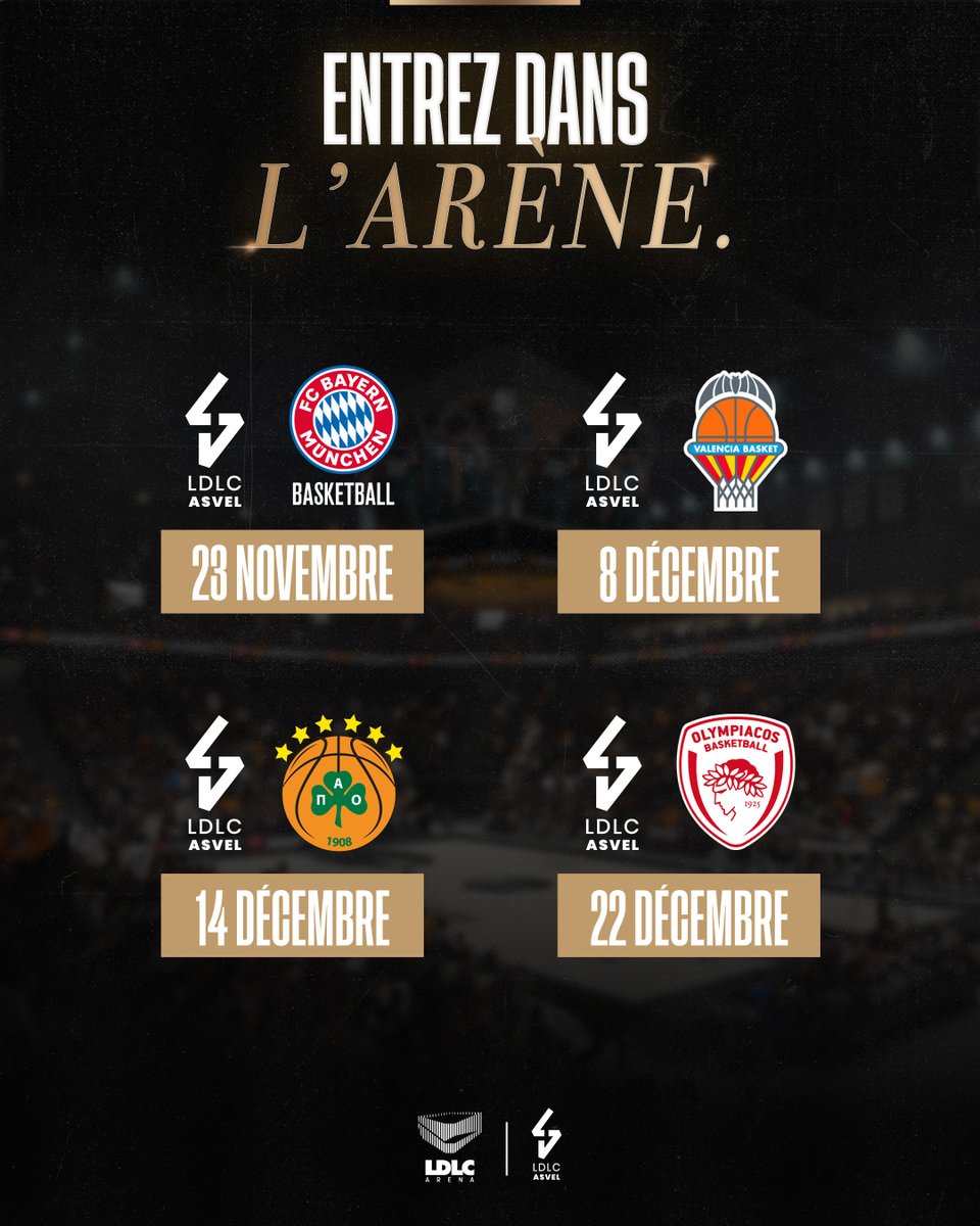 LDLCASVEL's tweet photo. 🚨 OUVERTURE BILLETTERIE 🚨

La billetterie de nos 4 premiers matchs dans notre nouvel écrin est désormais ouverte ! ⤵️
🎟 https://t.co/TwzQrk6LPQ

Venez vivre une expérience unique à la @ldlc_arena pour ces 4 matchs d'@EuroLeague ! 🔥

#LDLCASVEL https://t.co/qExFrsC3ug