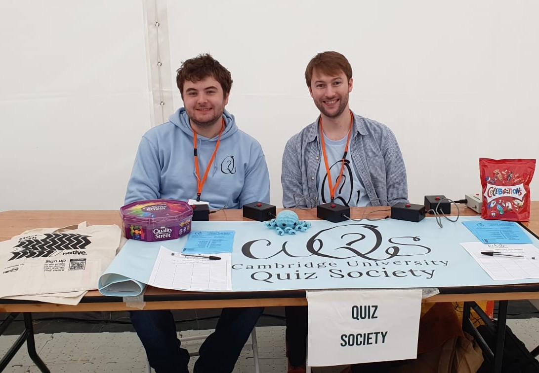 Come along to the Cambridge Freshers' Fair to see Rhys, Thomas and more importantly, Octavia the Octopus, and find out more about what's happening in the world of quiz in 2023-24! Also you can have a go at our quiz for a chocolate and a chance to win a free T-Shirt!
