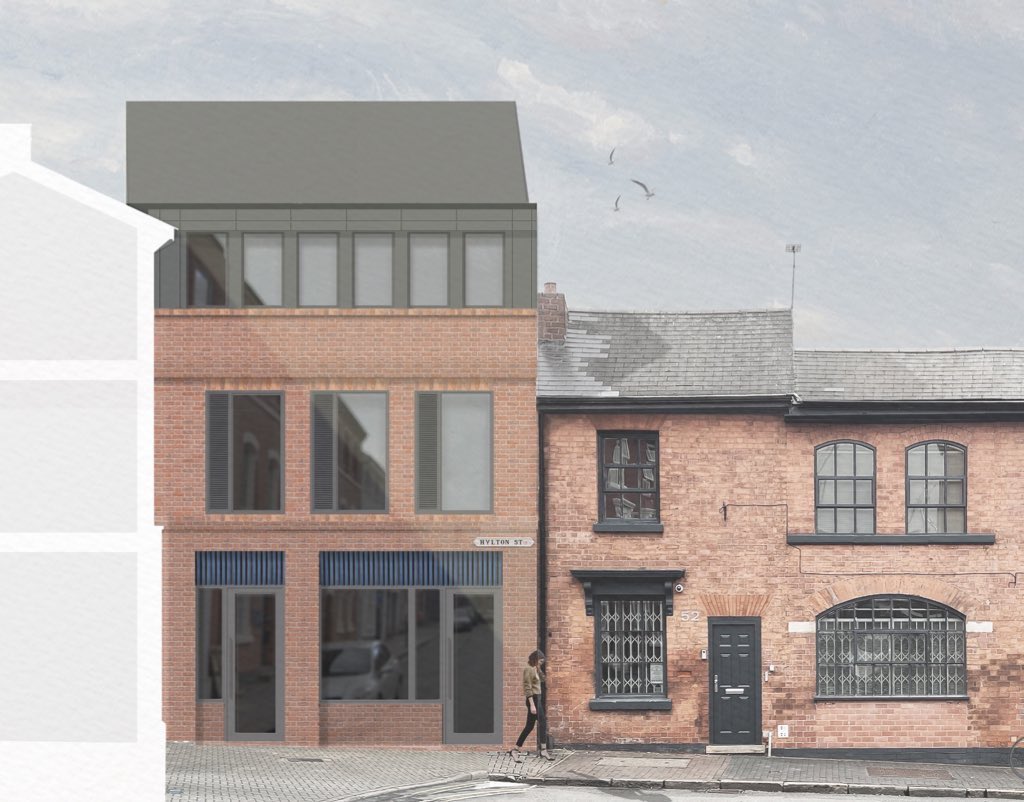Planning approved for 51 Hylton Street which reinterprets the #JQ typology by following the mass of the original on the site. When complete No.51 will house a dynamic ground ﬂoor workspace and Live/Work units on the two ﬂoors above.
<a href="/LiVproperty/">LIVprojekt</a>
