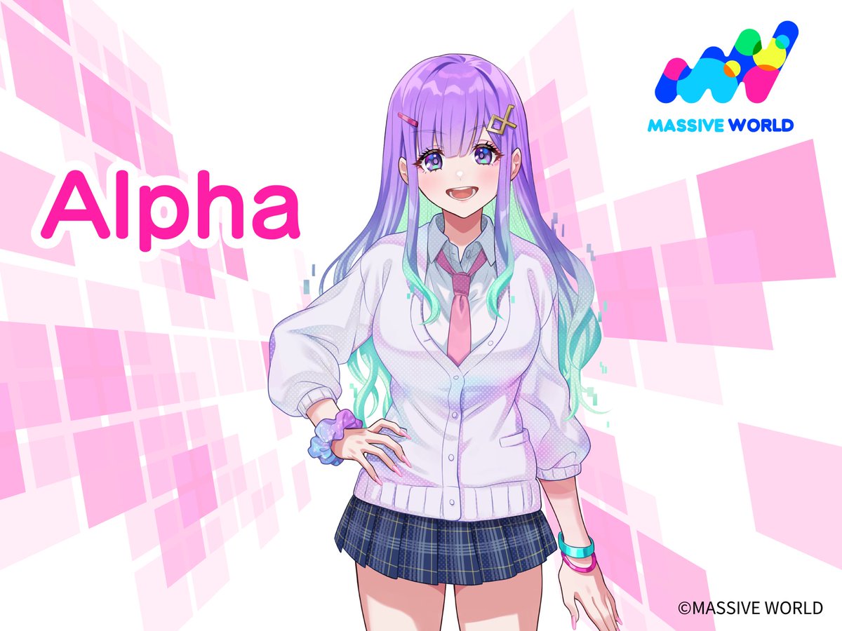 MASSIVEWORLD_JP's tweet photo. 👩Alpha💅🛍️

「遅いじゃん、待ってたんだよー？アタシは、カリスマナビゲーターのAlpha！」

💗身長: 161cm
💗人種/種族: AI/フェイブAIのプロトタイプ
💗趣味: コミュニケーション
💗好きなもの: おしゃれ、Beta
💗特技: 三桁以上の掛け算
💗苦手なもの: 退屈、孤独
💗性格：好奇心旺盛 https://t.co/sX50sTGB1Q