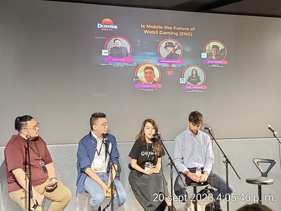 DeFimans's tweet photo. ใweb3ใขใใคใซใฒใผใ ใฎๆชๆฅ๐พ๐ฑใ
#DCENTRAL future of web3 gaming
Our CMO Moet Taniguchi was a speaker at DCENTRAL Tokyo๐ผ
@DcentralCon
Along with other industry veterans, she spoke from her experience providing marketing support for both mobile and non-mobile web3 games.
๐ https://t.co/Q9hJ9JgTux