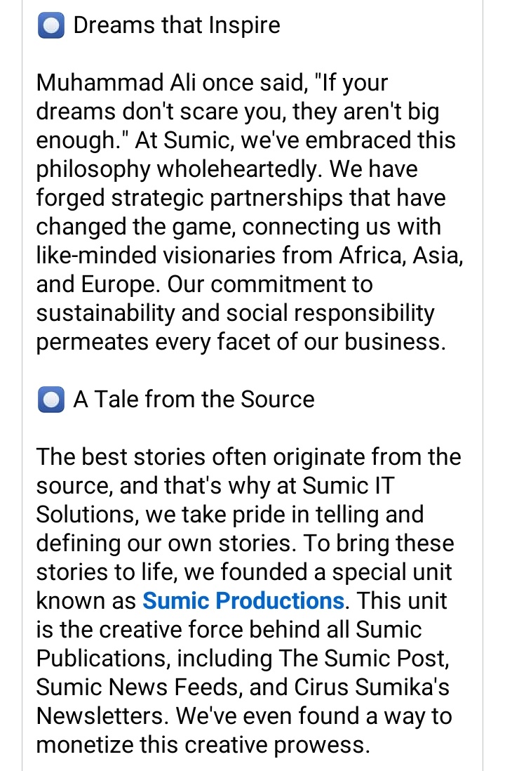 Cirus Sumika ~ Mr. Sumic (@mrsumic) on Twitter photo ⏺ Unlocking the Treasure of Sumic: A Digital Odyssey.
When you step into the Sumic Online Capital at sumicitsolutions.com, you catch a glimpse of the future of digital transmission in Africa, powered by Sumic IT Solutions ~ <a href="/SumicUg/">Sumic IT Solutions Ltd</a>
Read More: 👇
linkedin.com/posts/cirus-su… ⏺ Unlocking the Treasure of Sumic: A Digital Odyssey.
When you step into the Sumic Online Capital at sumicitsolutions.com, you catch a glimpse of the future of digital transmission in Africa, powered by Sumic IT Solutions ~ <a href="/SumicUg/">Sumic IT Solutions Ltd</a>
Read More: 👇
linkedin.com/posts/cirus-su…