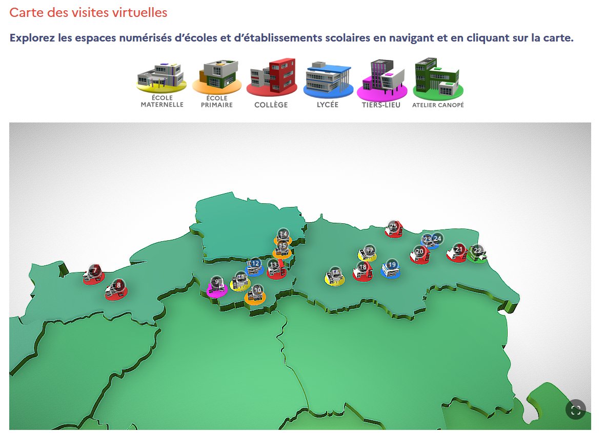 chcaron80's tweet photo. Sur #Archiclasse, voici la carte interactive des 25  visites virtuelles des espaces scolaires repensés. D'autres arriveront pour la compléter ! N'hésitez pas à nous contacter si vous pensez que votre école ou votre établissement pourrait y figurer. ➡️https://t.co/SaWYLKSNL8 https://t.co/8pTJCFGnvz