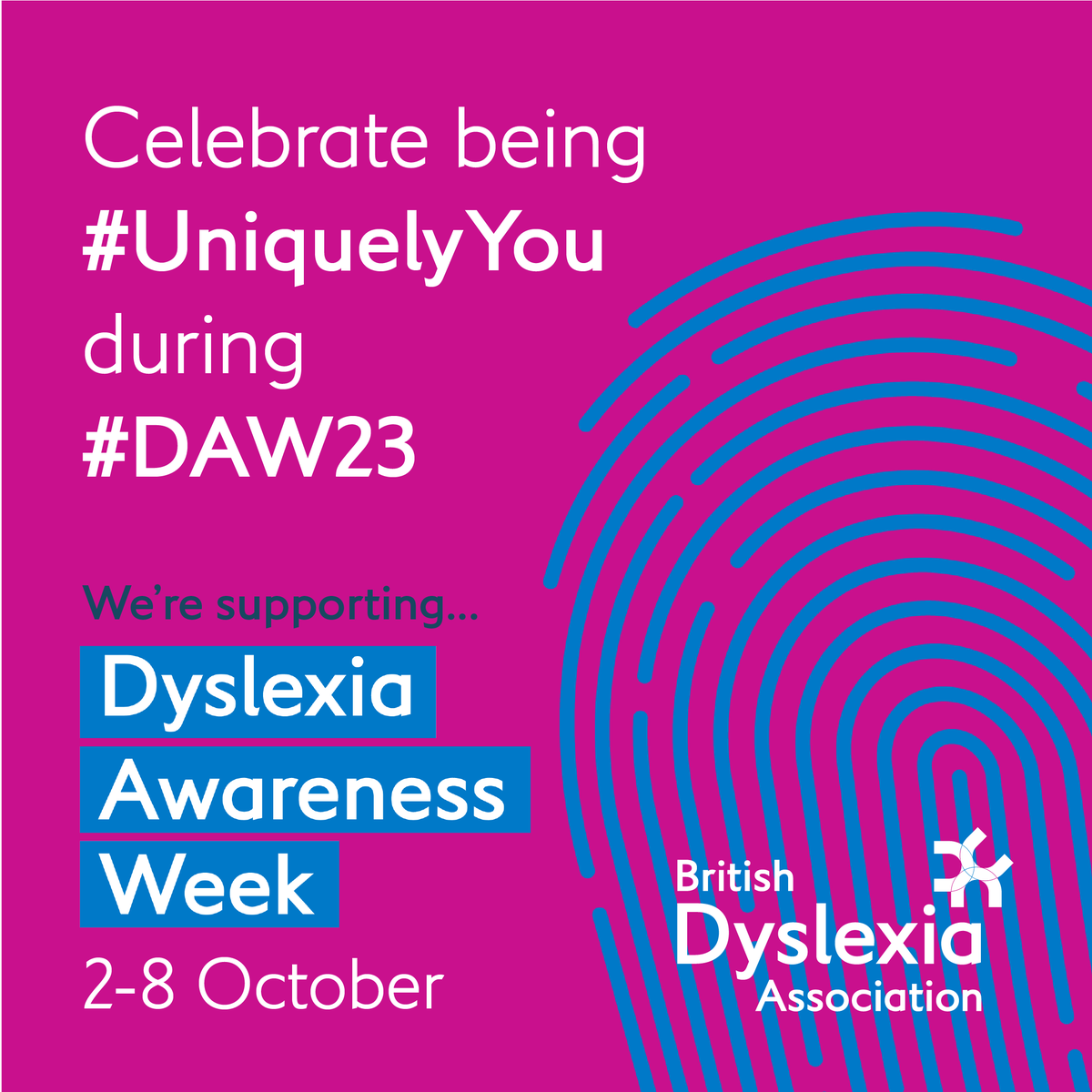 Dyslexia Awareness Week 2023. This Dyslexia Awareness Week we’re celebrating that we are all unique. The #DAW23 theme is #UniquelyYou and if you want to find out more about dyslexia, click the link bit.ly/3KjysTj