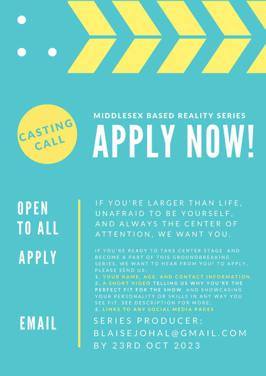 Casting Alert! 🌟 🎬 Join 'Middlesex Masala' - Embrace Your Outrageousness! 👍 South Asian talent, if you're daring and vivacious, we want YOU! 🌠 Apply by 23/10/23 to blaisejohal@gmail.com and let your star shine! 🌟 @BlaiseSingh