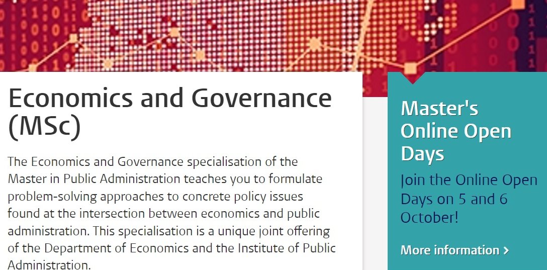 Olaf van Vliet (@olafvanvliet) on Twitter photo Interested in how AI affects the economy? The interplay between business and politics? Sound data analysis of migration? On the Master's Open Day, professors, students and alumni of the MSc programme Economics & Governance will tell you more about it
<a href="/EconomicsLeiden/">EconomicsLeiden</a> <a href="/fggaleiden/">UniLeiden FGGA</a> Interested in how AI affects the economy? The interplay between business and politics? Sound data analysis of migration? On the Master's Open Day, professors, students and alumni of the MSc programme Economics & Governance will tell you more about it
<a href="/EconomicsLeiden/">EconomicsLeiden</a> <a href="/fggaleiden/">UniLeiden FGGA</a>