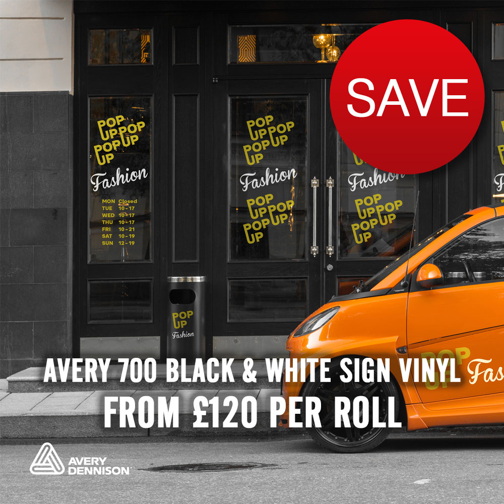 victorydesign's tweet image. Avery 700 black and white - SAVE UP TO £97 TODAY!

610mm wide - £120 per roll
1220mm wide - £240 per roll
Polymeric sign vinyl at an amazing price!

Don't miss out on these great prices!
BUY NOW victorydesign.co.uk/news/post/aver…
#averydennison #signvinyl #signmaker