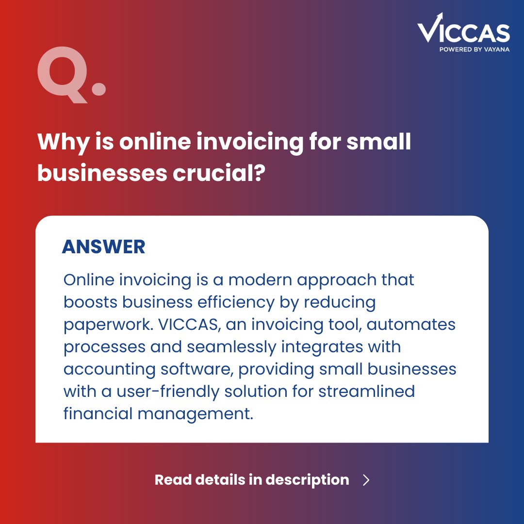 ViccasOfficial's tweet photo. Online invoicing streamlines payment processes, reduces administrative overhead, and ensures prompt payments.
Visit - https://t.co/jYpy9jCgLE
#VICCAS #viccas #gst #einvoicing #ewaybills #fintech #smes #msmes #indianbusinesses #taxregulation #transactions https://t.co/nRjHpuq95k