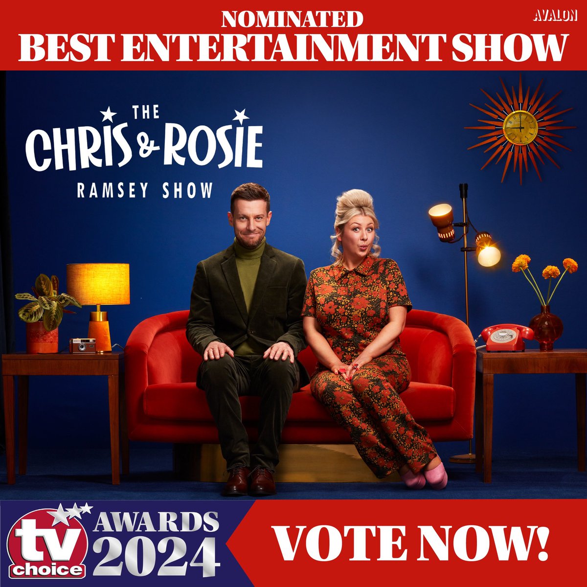 The Chris and Rosie Ramsey Show has been nominated for a TV Choice Award!!! 🎉 If the voting spirit comes to you, head to tvchoicemagazine.co.uk/homepage/tv-ch… to have a say! Thanks! 🎉