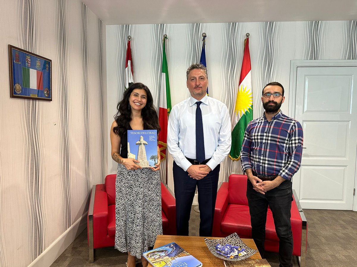 Today we visited @ItalyinKRI Erbil with my colleague Armanj.
During our meeting with the Italian CG Mr. @MicheleCamerota , we spoke about the future plans of @KurdistanIN_en, focusing on culture, history and the Kurdish and Italian societies in the KRI region.