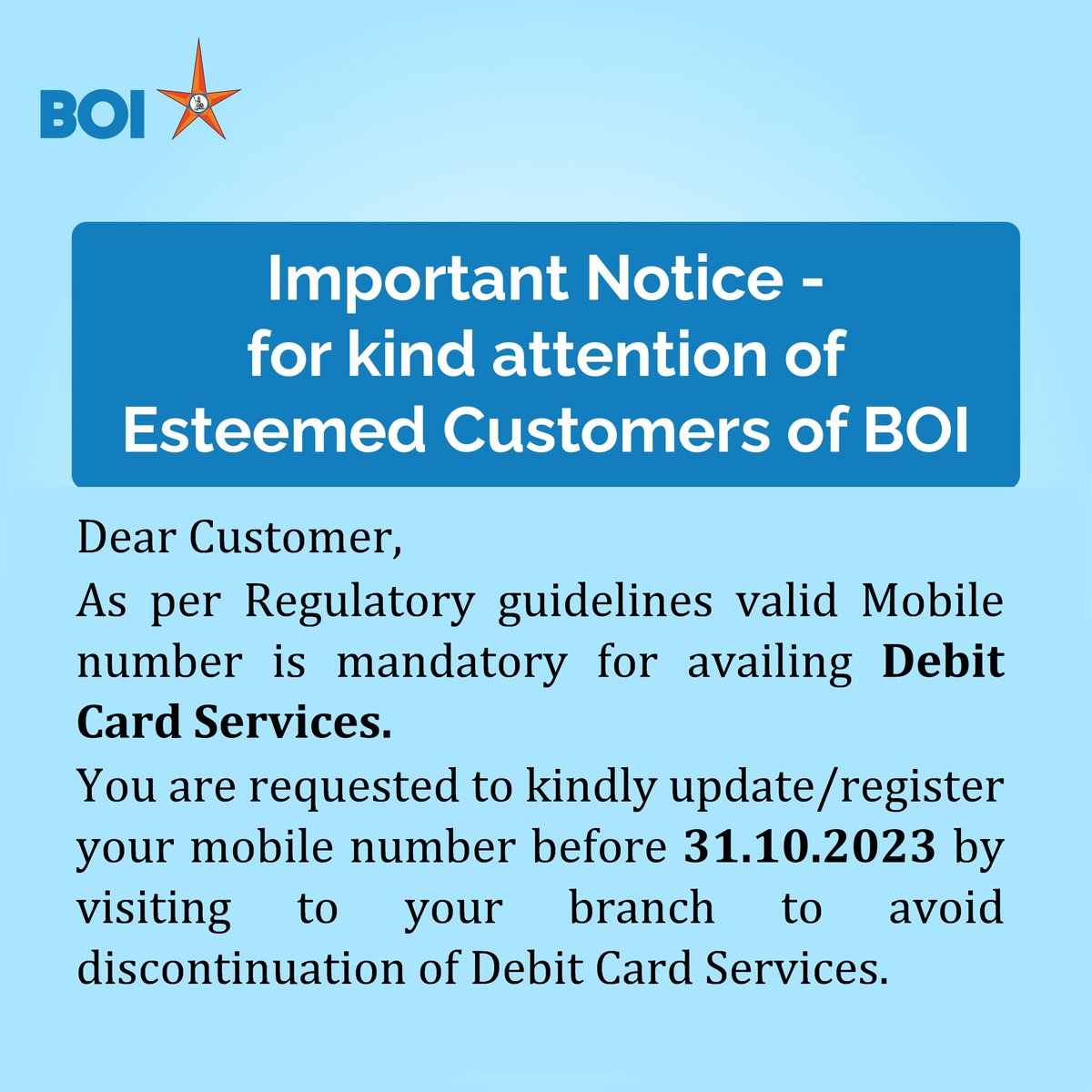 BankofIndia_IN's tweet photo. IMPORTANT NOTICE https://t.co/eCpkonO9KQ