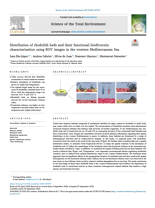 Our first paper together! I hope it won't be the last :) <a href="/Lai_Illa/">Laia Illa</a> <a href="/sdejuan/">Silvia De Juan</a>
After months of analysis of ROV images, the results are out! You can find it at sciencedirect.com/science/articl…
Happy to contribute to the knowledge about the #Mediterranean #rhodolith beds.