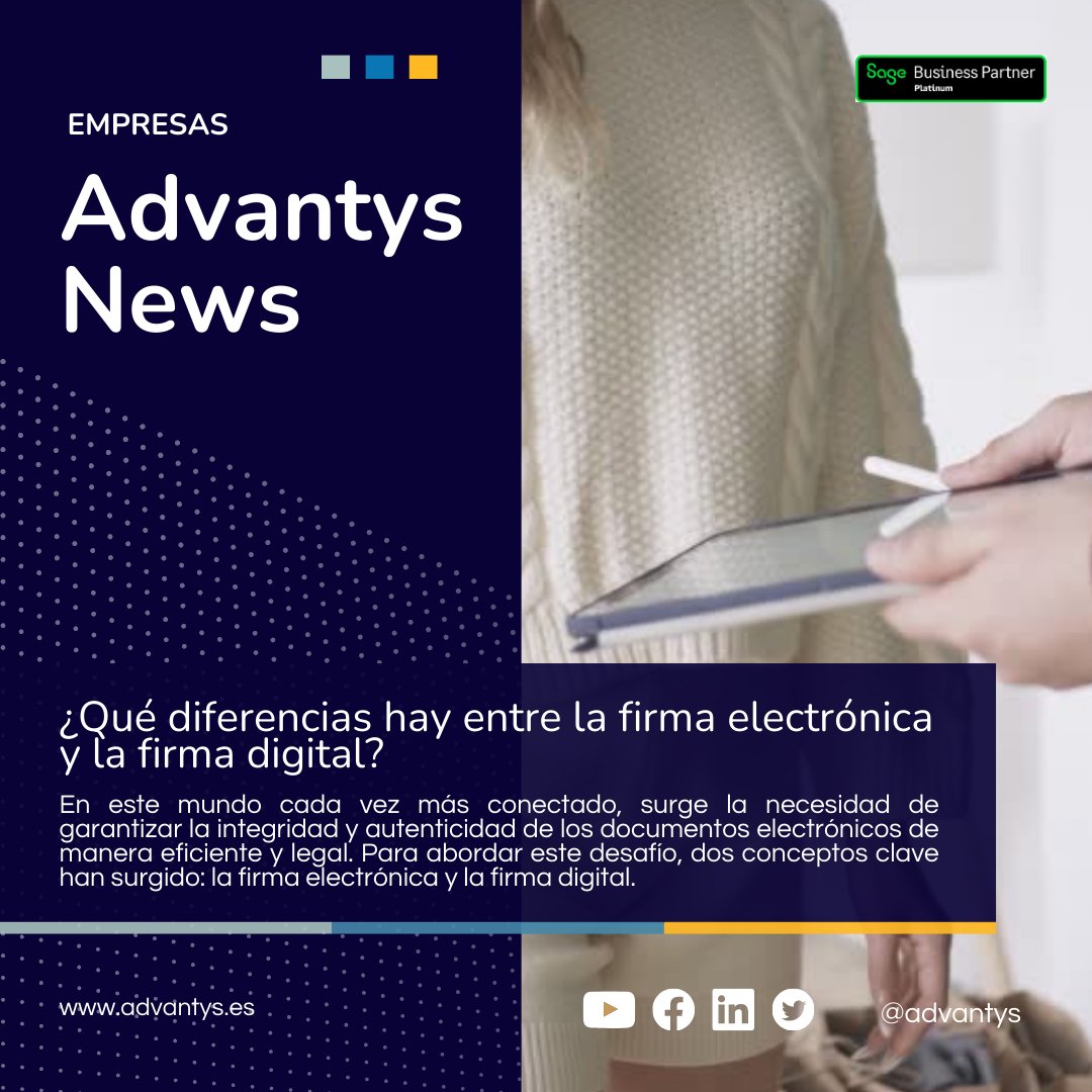 En un mundo cada vez más digitalizado, la seguridad de los documentos es esencial. Pero, no todas las formas de firmar documentos son iguales. En este nuevo artículo, te explicamos las diferencias fundamentales entre #firmadigital y #firmaelectrónica 👀⏩advantys.es/diferencia-ent…