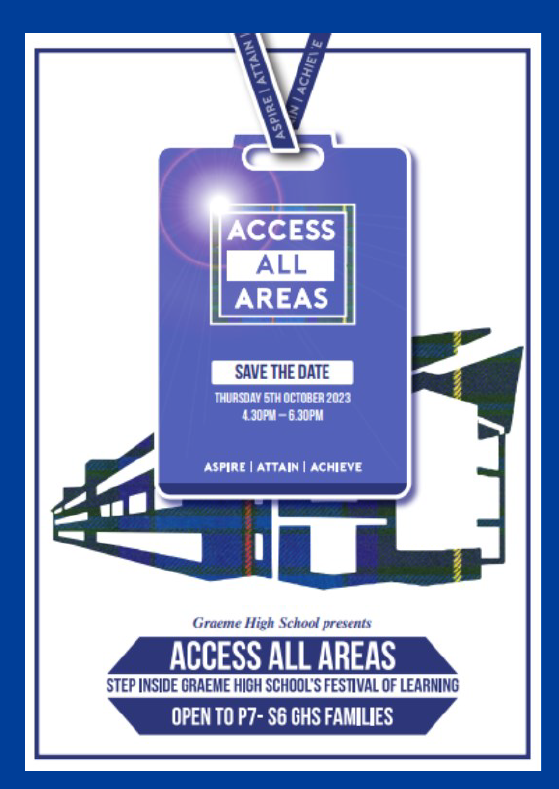 A reminder of our Access All Areas Events on Thursday 5th Oct, sign ups for sessions sent out via group call.  Don't forget to visit 'My Future' Convention in the Assembly Hall where we will be joined by over 50 partners - universities, colleges, training providers and employers