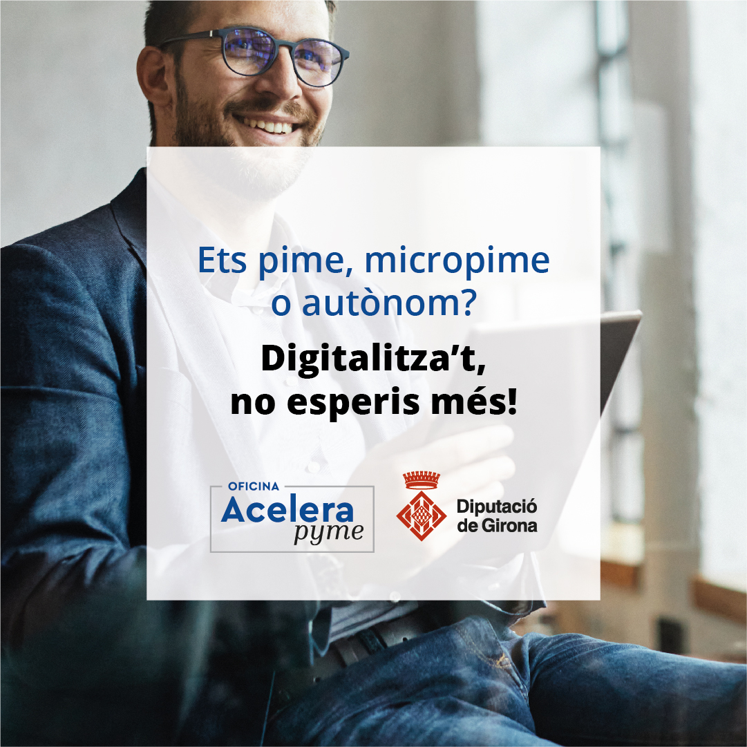 DiputacioGirona's tweet image. 📢Empresaris de les #comarquesgironines❗
💻No us quedeu enrere amb la digitalització de la vostra empresa❗
🙌Contacteu amb les #OficinasAcelerapyme de la vostra comarca i us donaran un cop de mà.

➕Info:
📲972184814
🖱 bit.ly/3MVU9cu

#NextGenerationEU #PromoEcoDdgi