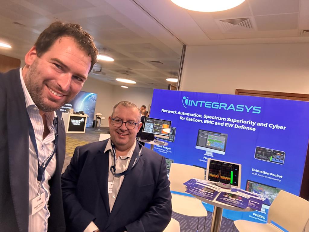 IntegrasysSA's tweet photo. Thrilled to kick off Day 1 at Defence in Space in London! 🚀
Join us at Booth 21 today to meet our CEO, @AlvaroooSanchez and EMEA Sales Director, José Horta. 🤝
▶️Discover how INTEGRASYS is leading satellite tech innovation. Don't miss out! 🛰️
#DefenceInSpace #SatelliteTech https://t.co/Zz25roTkG6