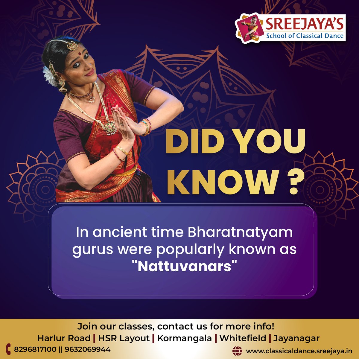 Did You Know??

Learn Professional #Bharatanatyam from #SSCD 

#danceclasses #classicaldanceclasses #bharatnatyamdance #DanceClass #bharathanatyamdancer #indianclassicaldance #bharatnatyamlove  #didyouknow #bharatnatyamteacher #nattuvanars #danceteacher #bharatnatyamguru