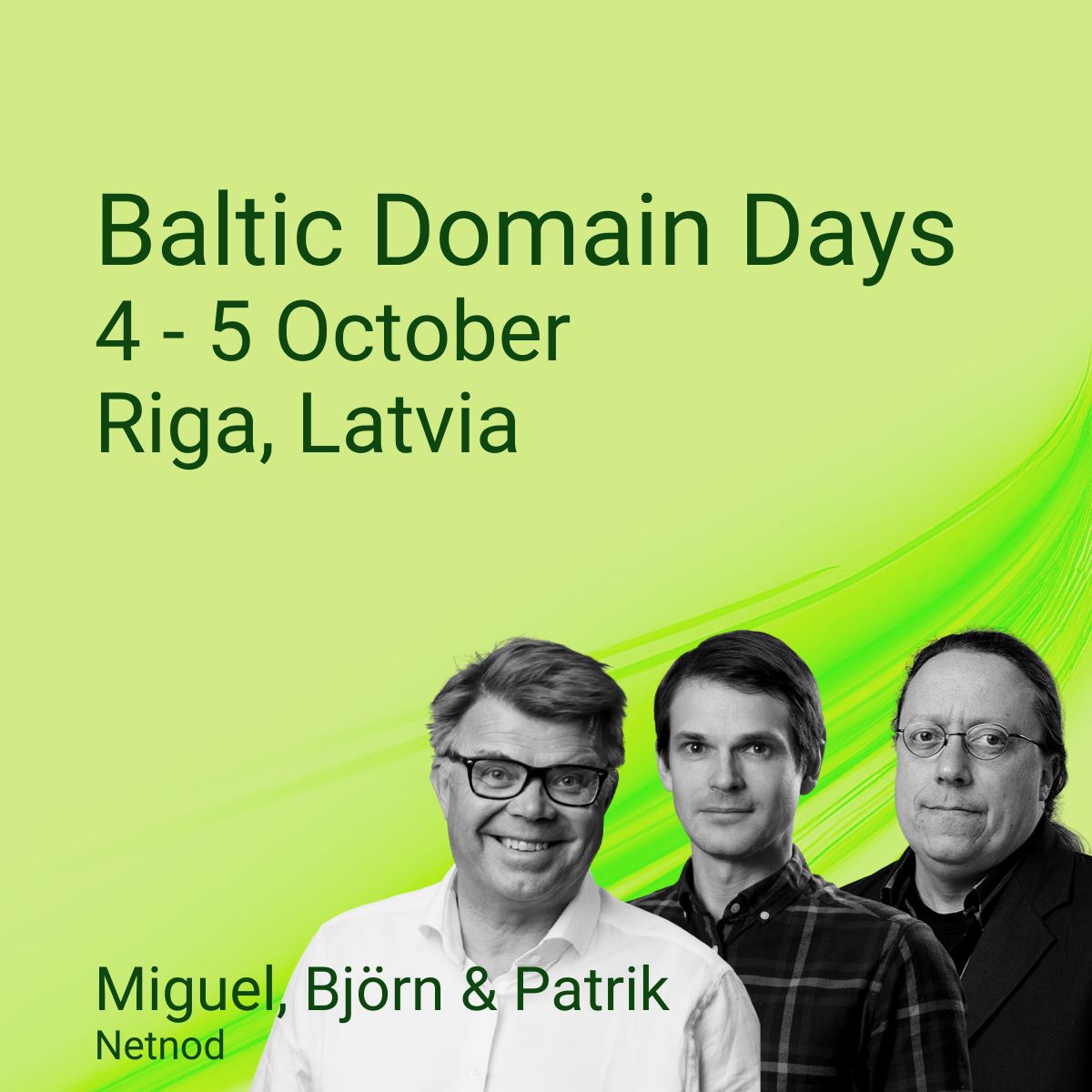 netnod's tweet image. It&apos;s time for Baltic Domain Days and Patrik Fältström is a keynote speaker at the event! Meet up with Miguel Alktun, Björn Strömgård and Patrik Fältström in Riga, Latvia on 4-5 October.  netnod.se/meet-us/baltic…

#Netnod #BalticDomainDays #DNS @LVregistrs