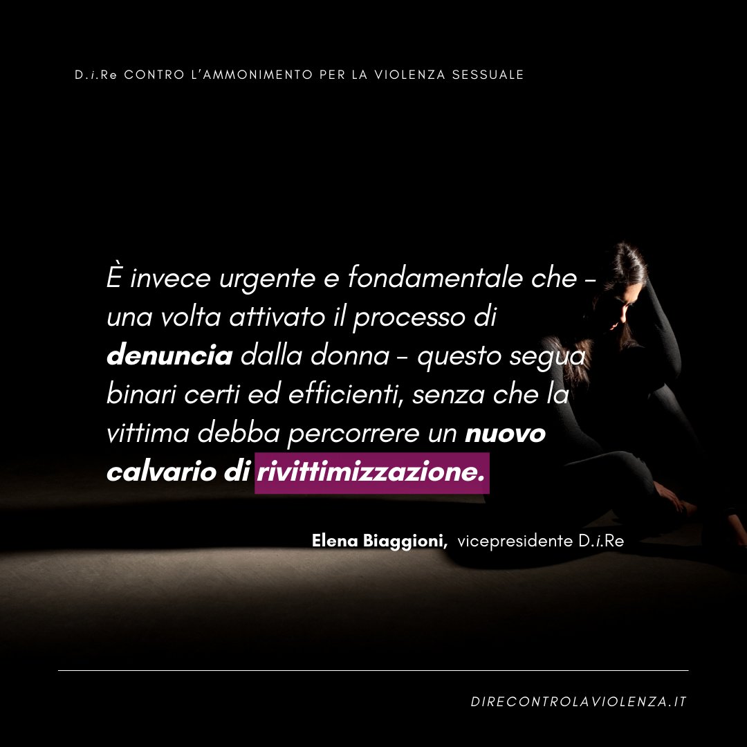 D.i.Re esprime il proprio totale dissenso in merito all'introduzione dell'ammonimento per l'ipotesi di violenza sessuale e la richiesta della sua immediata eliminazione.

Qui il comunicato integrale:  bit.ly/3ZMMfrZ