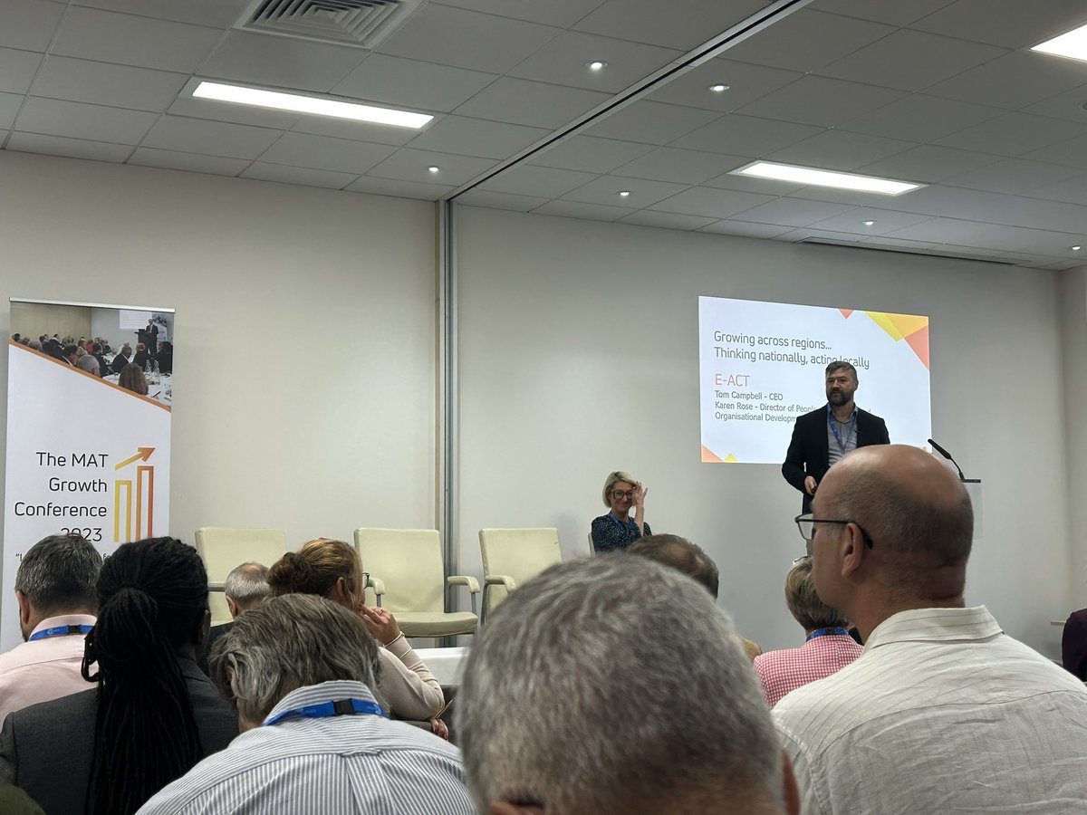 SiddiquiEdu's tweet photo. An absolute masterclass in business from @TomCampbell111 sharing the exciting journey of @EducationEACT. 

Alot around systems and structures &amp; it all goes back to mission,vision &amp;value. Really inspring sessions at the Mat Growth Conference. Thanks for the invite @MatAssociation https://t.co/E65kiYKvLf