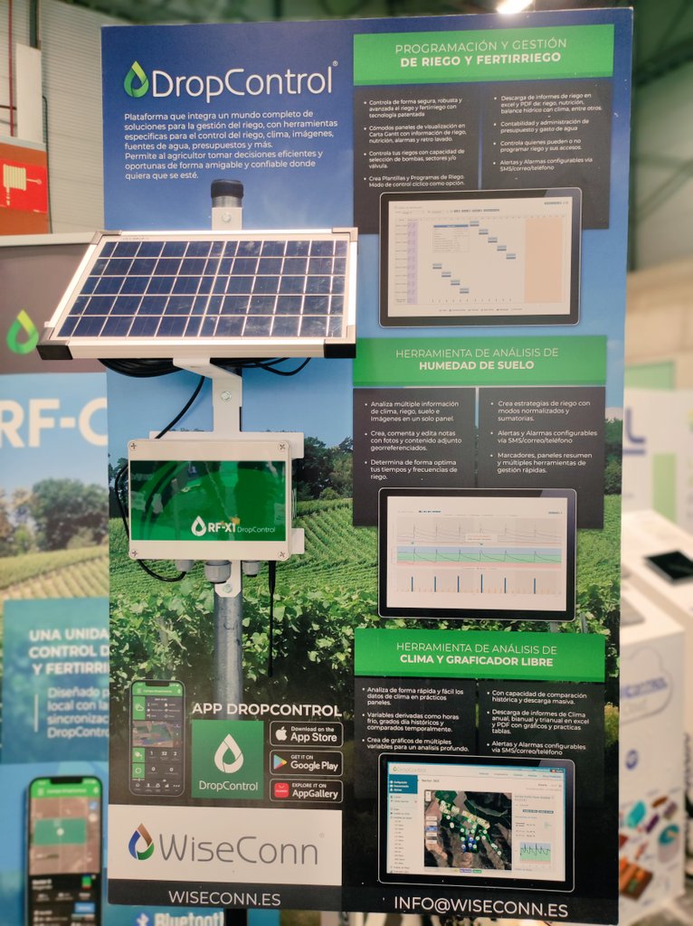 tecno_horticola's tweet image. La empresa @WiseconnEurope especialistas en el control de #riego 💦 presentan todas sus soluciones de telecontrol para la #agricultura

#DropControl #FruitAttraction23

📌 Stand 5G18 pabellón 5
🗓️ del 3 al 5 de octubre en @FruitAttraction