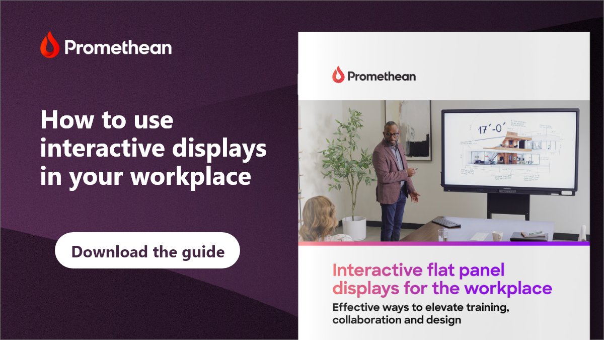 Promethean's tweet image. #Interactivedisplays aren&apos;t just for schools and students. Read more to see exactly why ActivPanel is right for your workplace-- from conference rooms to showrooms. Download: bit.ly/46aJu67 #ActivPanelfortheworkplace