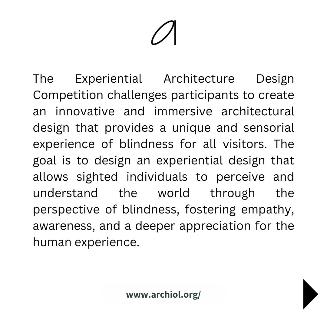 archiolorg's tweet image. The Blind Experience Design Competition 2023

For UNIVERSITY DISCOUNT: contact us at contactarchiol.org

#archiol #sensoryarchitecture #archiol #blind #ata #sensory #architecture #architectureape #archicontest #architecturedesign #archidaily