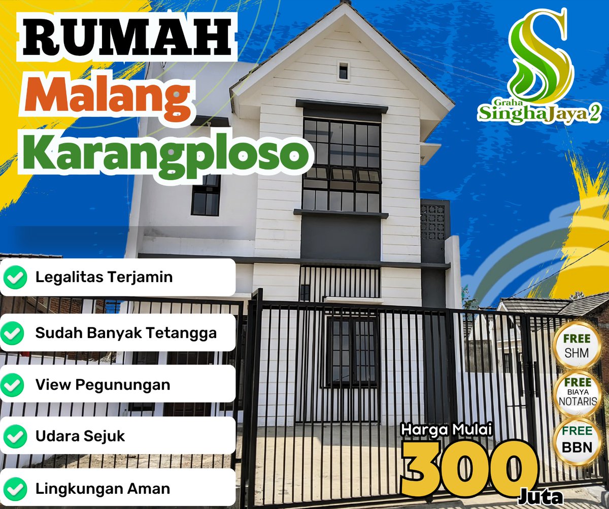 INBAproperti's tweet photo. Perumahan Graha Singhajaya 2
📌 Karangploso, Malang, Jatim

Perumahan komersiil di Malang yang mengusung desain Eropa Modern dan Klasik.
Keunggulan ini dengan desain mewah namun harga terjangkau
tingkat keamanan tinggi karena dilengkapi security

WA  08.123.4488.721 https://t.co/N7xe1Jtiwe