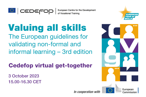 ernvillalba's tweet photo. Looking forward to the @Cedefop 4thVirtual get together on #ValidationEurope with @EU_Commission @EU_Social
We will be presenting the 3rd edition of the EU guidelines
๐๏ธStaring 15:00 CET!
Follow our life streaming today:
https://t.co/YYkxthmEFw
#EuropeanYearofSkills https://t.co/thoxpaGkY0
