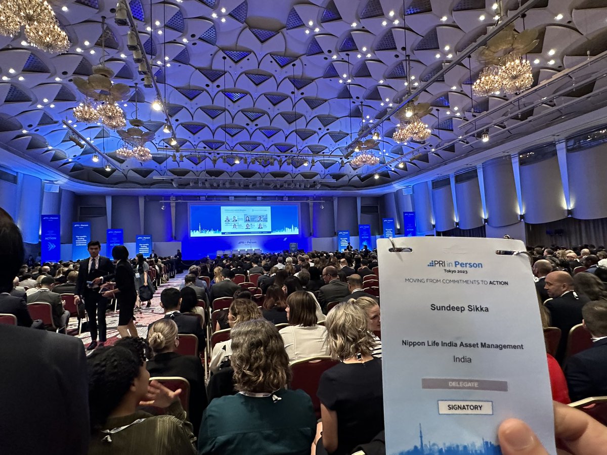 Amazing energy at #PRIinPerson 2023, Tokyo with focus on “moving from commitment to action”.  Shimizu San, President @nissay_official says “Together let’s be future maker, not taker. #NetZero #SDGs #ResponsibleInvestment @NipponIndiaMF